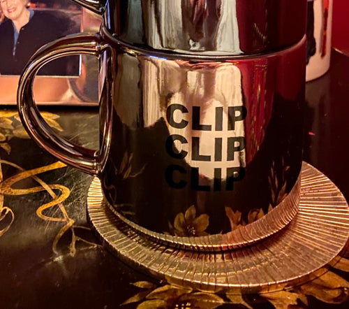 1 Premium Metallic (Clip Clip Clip )Mugs by Dorinda Medley 16oz